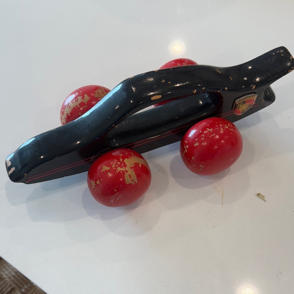 Black and Red Wooden Toy Car